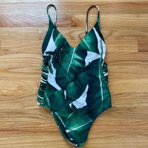 Cupshe Women’s One Piece Bathing Suit - Cheeky - Tropical Palm Leaves